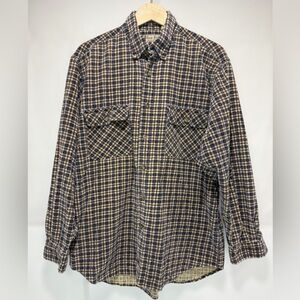 Basic Red Original Lifestyle Men's Navy & Beige Plaid Corduroy Button Down Shirt